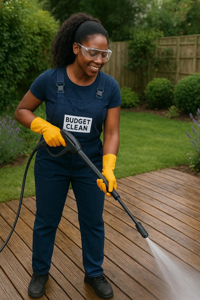 Patios and decking jet washing with Budget  Clean